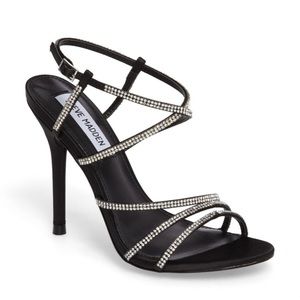 Steve Madden Willa Black Rhinestone Heeled Sandals